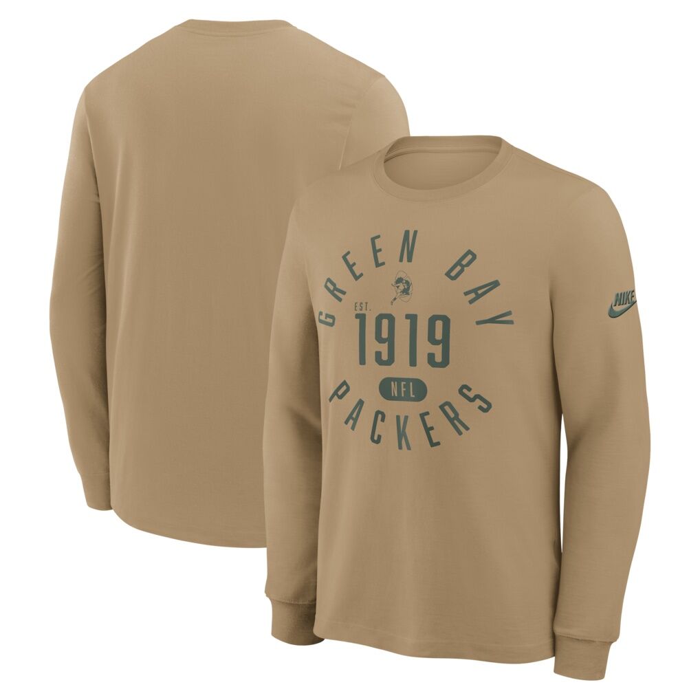 Green Bay Packers Nike Blitz Package Rewind Slub Dri-FIT Long Sleeve T-Shirt - Tan