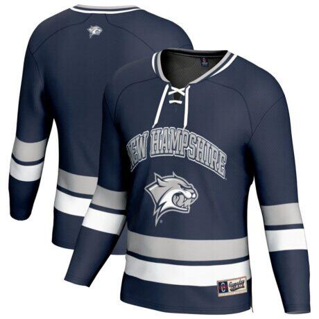 New Hampshire Wildcats GameDay Greats Youth Spirit Hockey Jersey - Navy - Front View