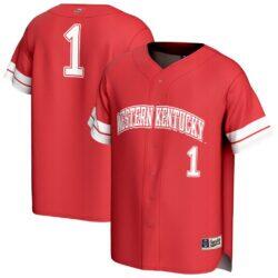 #1 Western Kentucky Hilltoppers GameDay Greats Youth Lightweight Collegiate Baseball Fashion Jersey - Red - Front View