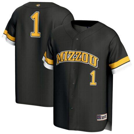 #1 Missouri Tigers GameDay Greats Youth Lightweight Collegiate Baseball Fashion Jersey - Black - Front View