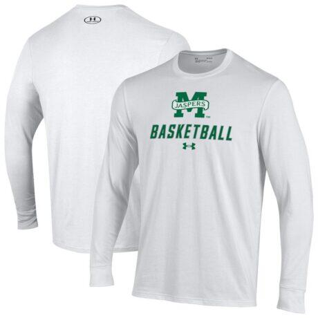 Manhattan Jaspers Under Armour Men's Basketball Performance Long Sleeve T-Shirt - White - Front View