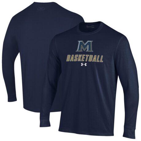 Mount St. Mary's Mountaineers Under Armour Men's Basketball Performance Long Sleeve T-Shirt - Navy - Front View