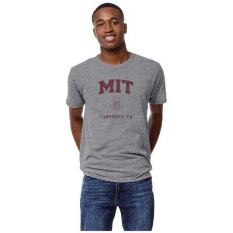 MIT Engineers League Collegiate Wear Victory Falls Tri-Blend T-Shirt - Heather Gray - Front View