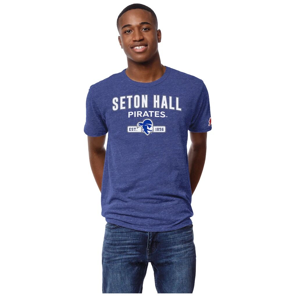 Seton Hall Pirates League Collegiate Wear Victory Falls Tri-Blend T-Shirt - Heather Blue