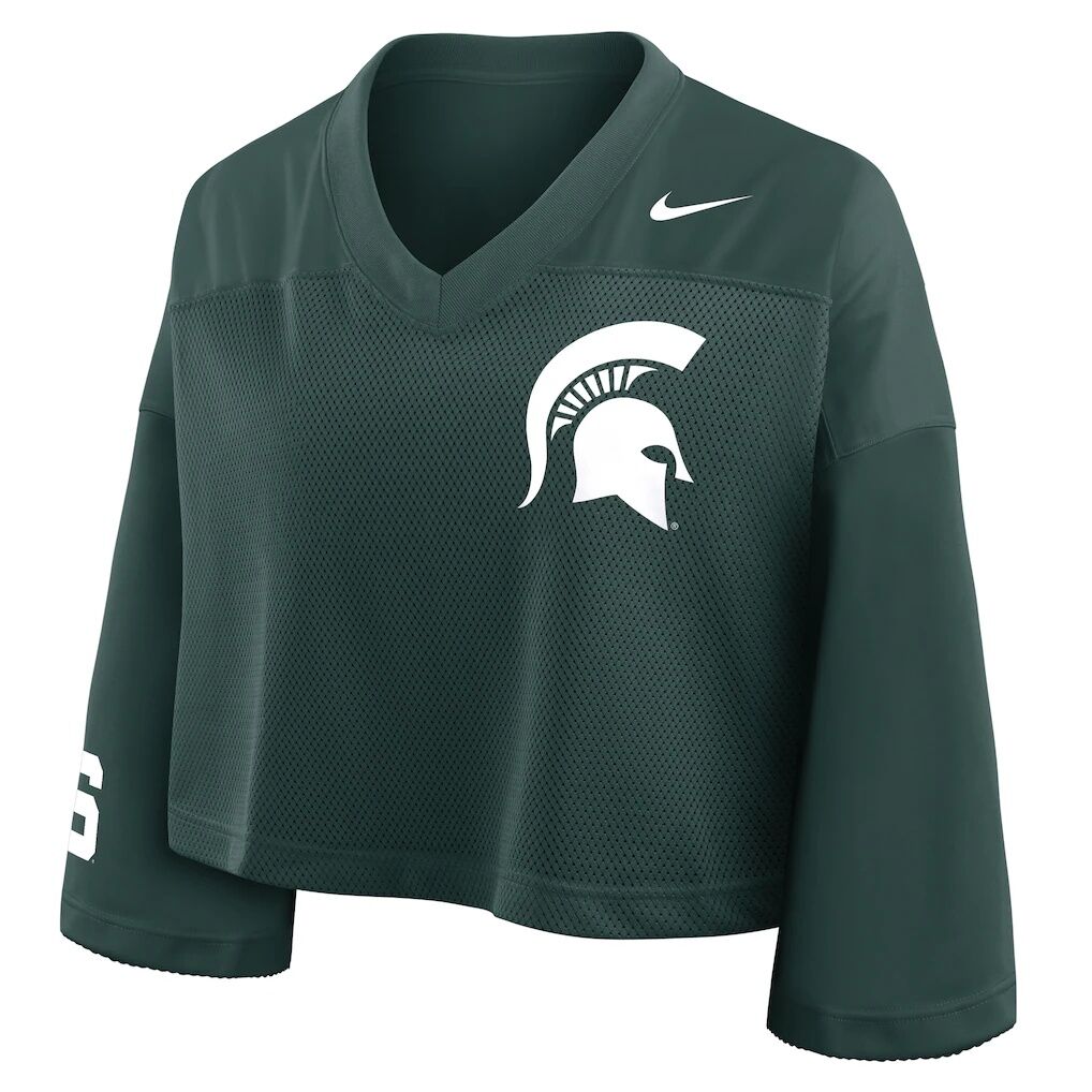 Michigan State Spartans Nike Women's Cropped Mesh Dri-FIT Fashion Jersey