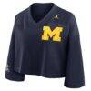 Michigan Wolverines Jordan Brand Women's Cropped Mesh Dri-FIT Fashion Jersey - Navy - Alt1