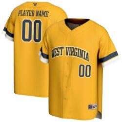 West Virginia Mountaineers GameDay Greats Unisex NIL Pick-A-Player Lightweight Collegiate Baseball Fashion Jersey - Gold - Front View