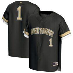 #1 Wake Forest Demon Deacons GameDay Greats Unisex Lightweight Collegiate Baseball Fashion Jersey - Black - Front View