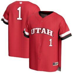 #1 Utah Utes GameDay Greats Unisex Lightweight Collegiate Baseball Fashion Jersey - Red - Front View