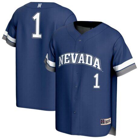 #1 Nevada Wolf Pack GameDay Greats Youth Lightweight Collegiate Baseball Fashion Jersey - Navy - Front View