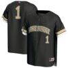 #1 Wake Forest Demon Deacons GameDay Greats Youth Lightweight Collegiate Baseball Fashion Jersey - Black - Front View