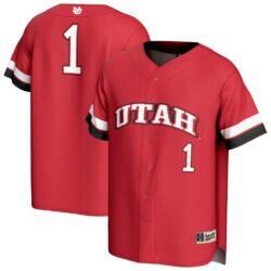 #1 Utah Utes GameDay Greats Youth Lightweight Collegiate Baseball Fashion Jersey - Red - Front View
