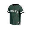 #1 Michigan State Spartans GameDay Greats Youth Lightweight Collegiate Baseball Fashion Jersey - Green - Side View