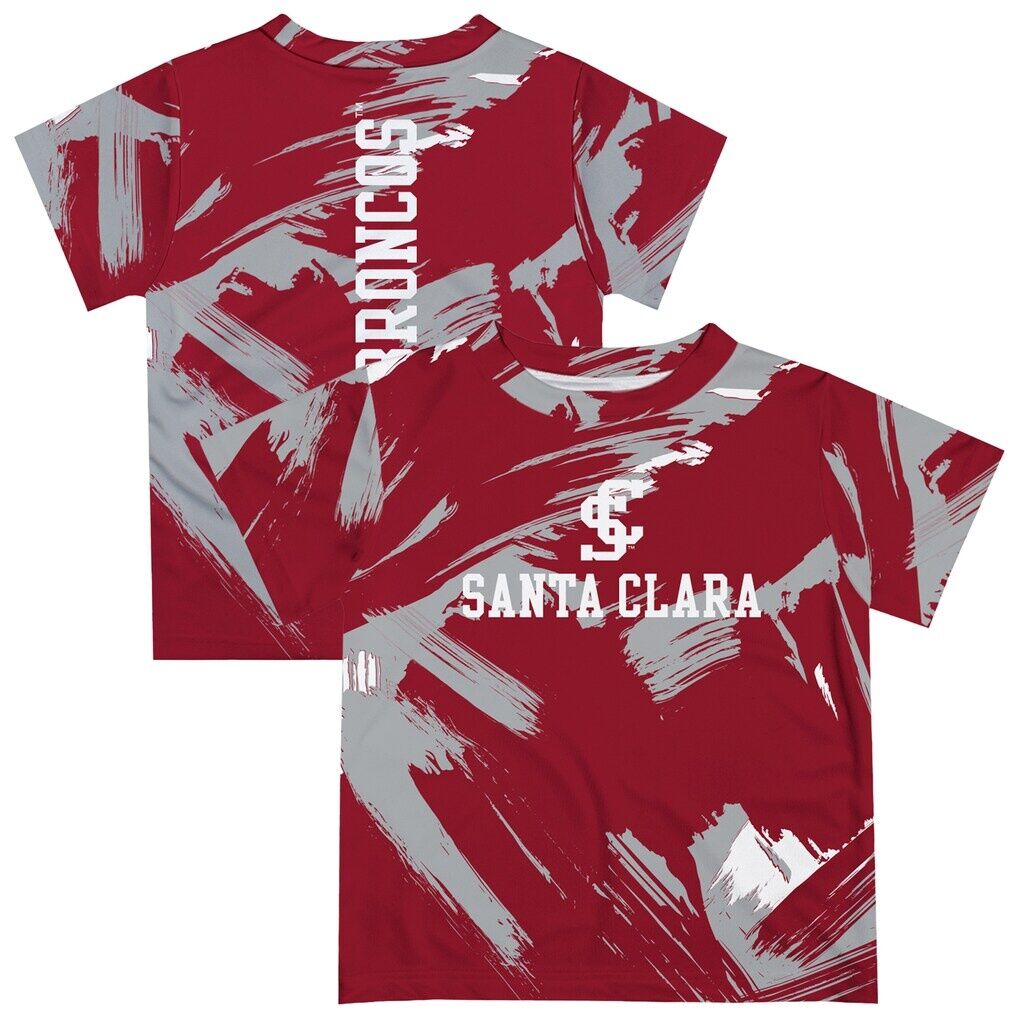 Santa Clara Broncos Vive La Fete Youth Paint Brush T-Shirt - Maroon