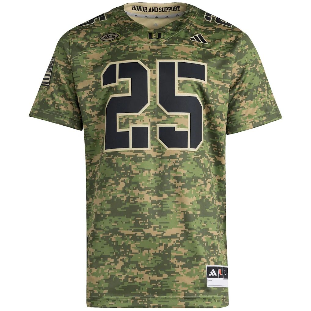 #25 Miami Hurricanes adidas Honor & Support Premier Strategy Jersey