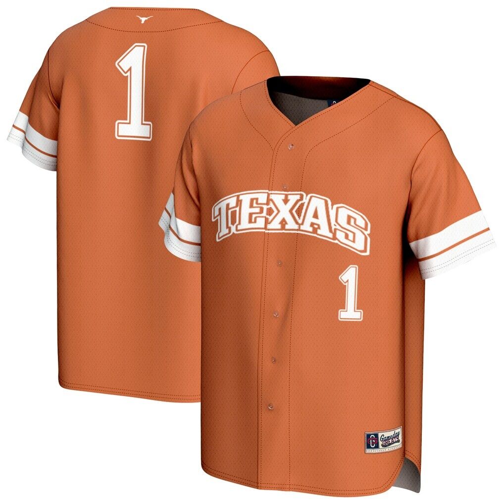 #1 Texas Longhorns GameDay Greats Unisex Collegiate Baseball Fashion Jersey - Texas Orange