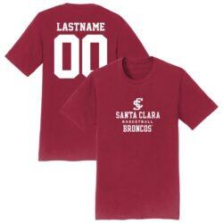 Santa Clara Broncos Unisex NIL Pick-A-Player Women's Basketball Shirsey T-Shirt - Maroon - - Front View