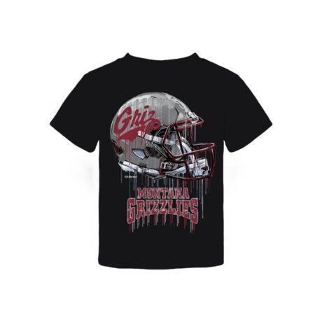 Montana Grizzlies Vive La Fete Toddler Dripping Football Helmet T-Shirt - Black - Front View