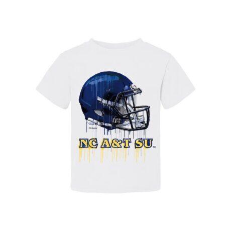 North Carolina A&T Aggies Vive La Fete Toddler Dripping Football Helmet T-Shirt - White - Front View
