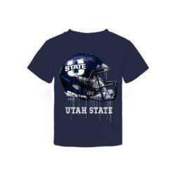 Utah State Aggies Vive La Fete Toddler Dripping Football Helmet T-Shirt - Navy - Front View