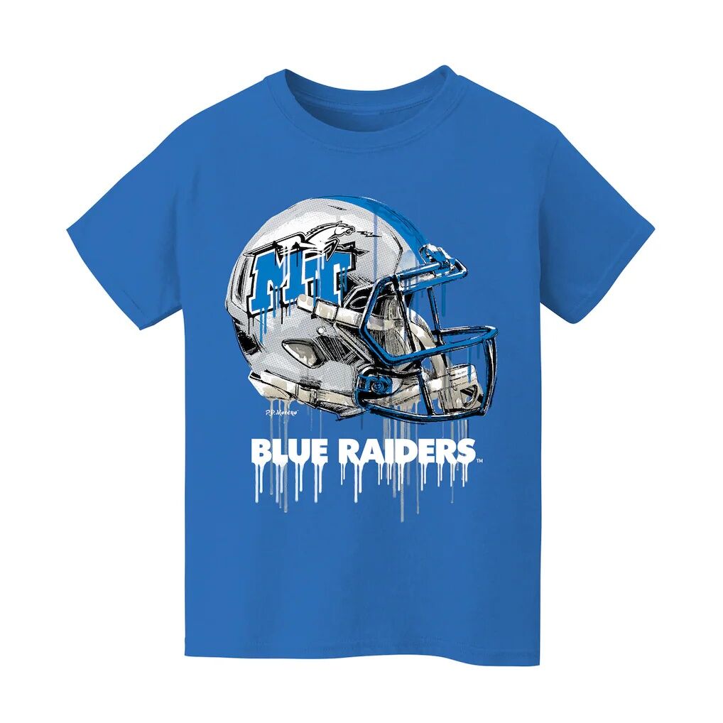 MTSU Blue Raiders Vive La Fete Youth Dripping Football Helmet T-Shirt - Light Blue
