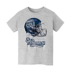 Old Dominion Monarchs Vive La Fete Youth Dripping Football Helmet T-Shirt - Heather Gray - Front View