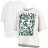 Michigan State Spartans Pressbox Women's Harmony Oversized Slub T-Shirt - White - Front View