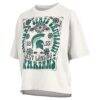Michigan State Spartans Pressbox Women's Harmony Oversized Slub T-Shirt - White - Side View