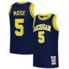 Jalen Rose Michigan Wolverines Mitchell & Ness 1991/92 Swingman Jersey - Navy - Front View