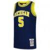 Jalen Rose Michigan Wolverines Mitchell & Ness 1991/92 Swingman Jersey - Navy - Side View