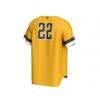 West Virginia Mountaineers GameDay Greats Unisex Pick-A-Player Baseball Fashion Jersey - Gold - Detail View