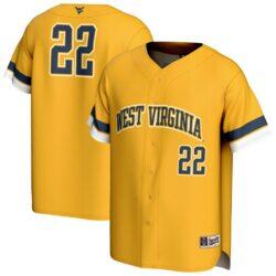 West Virginia Mountaineers GameDay Greats Youth Pick-A-Player Lightweight Baseball Fashion Jersey - Gold - Front View