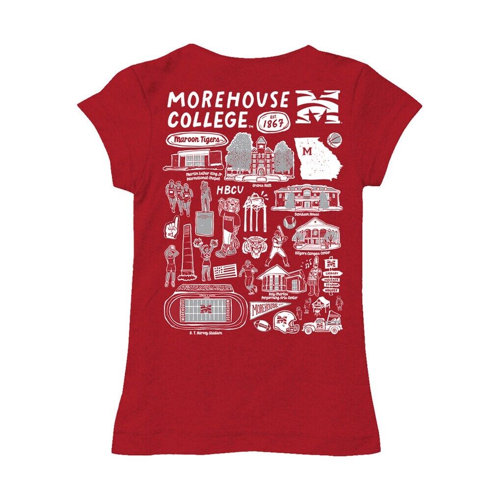 Morehouse Maroon Tigers Vive La Fete Youth Impressions Artwork Fitted T-Shirt - Maroon