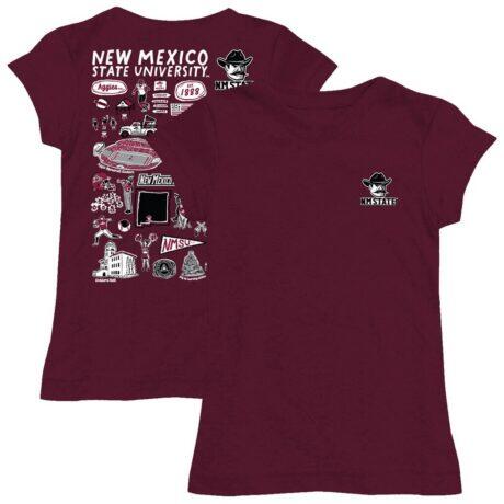 New Mexico State Aggies Vive La Fete Youth Impressions Artwork Fitted T-Shirt - Maroon - Front View