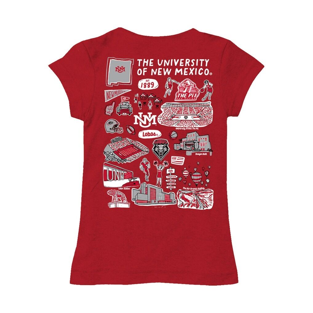 New Mexico Lobos Vive La Fete Youth Impressions Artwork Fitted T-Shirt - Cherry