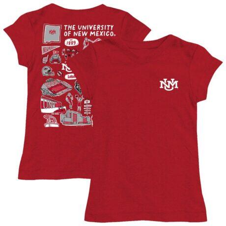 New Mexico Lobos Vive La Fete Youth Impressions Artwork Fitted T-Shirt - Red - Front View