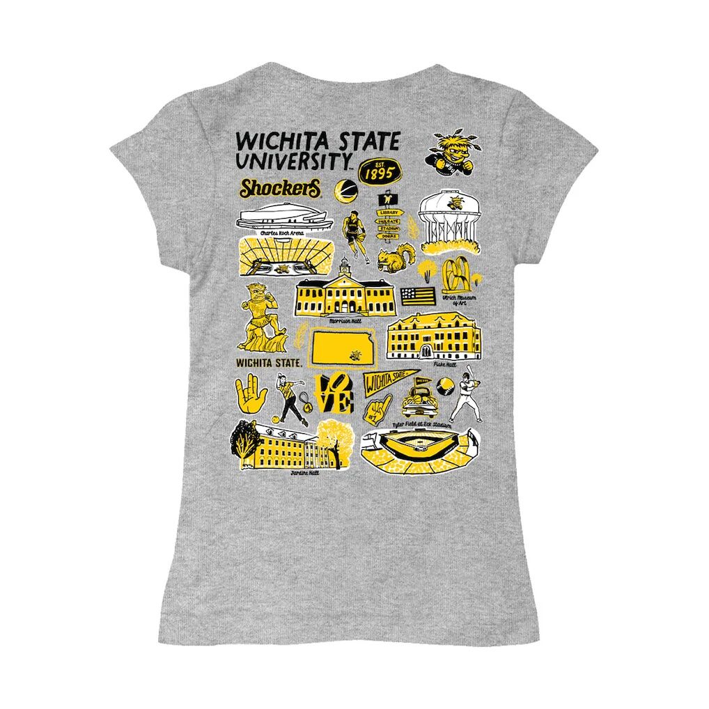Wichita State Shockers Vive La Fete Youth Impressions Artwork Fitted T-Shirt - Heather Gray