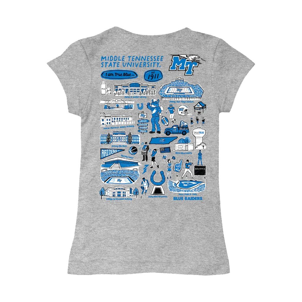 MTSU Blue Raiders Vive La Fete Girls Toddler Impressions Artwork T-Shirt - Heather Gray