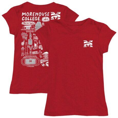 Morehouse Maroon Tigers Vive La Fete Girls Toddler Impressions Artwork T-Shirt - Red - Front View