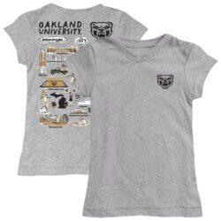 Oakland Golden Grizzlies Vive La Fete Girls Toddler Impressions Artwork T-Shirt - Heather Gray - Front View