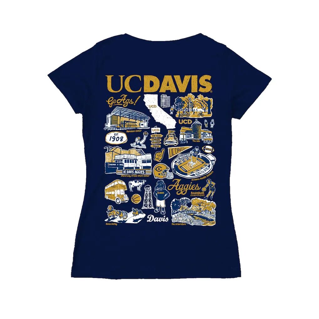 UC Davis Aggies Vive La Fete Women's Impressions Artwork V-Neck T-Shirt