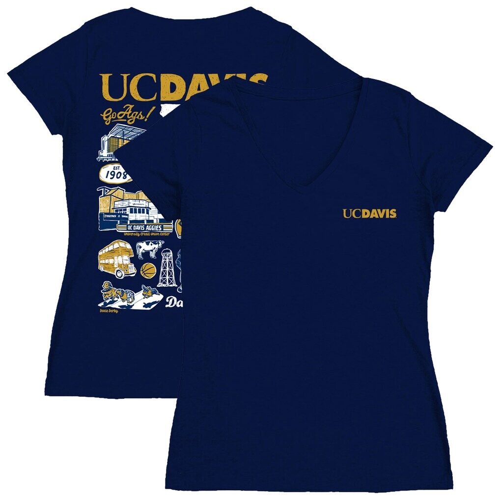 UC Davis Aggies Vive La Fete Women's Impressions Artwork V-Neck T-Shirt