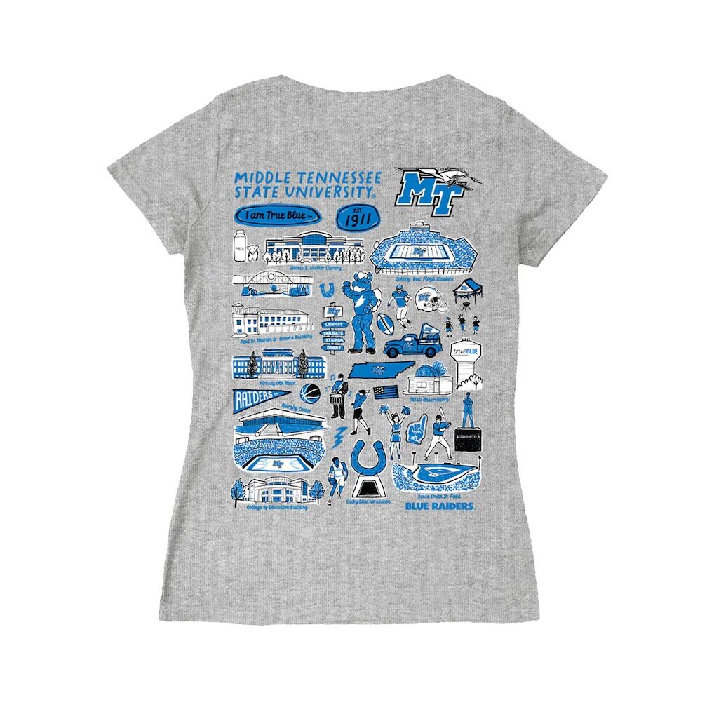 MTSU Blue Raiders Vive La Fete Women's Impressions Artwork V-Neck T-Shirt