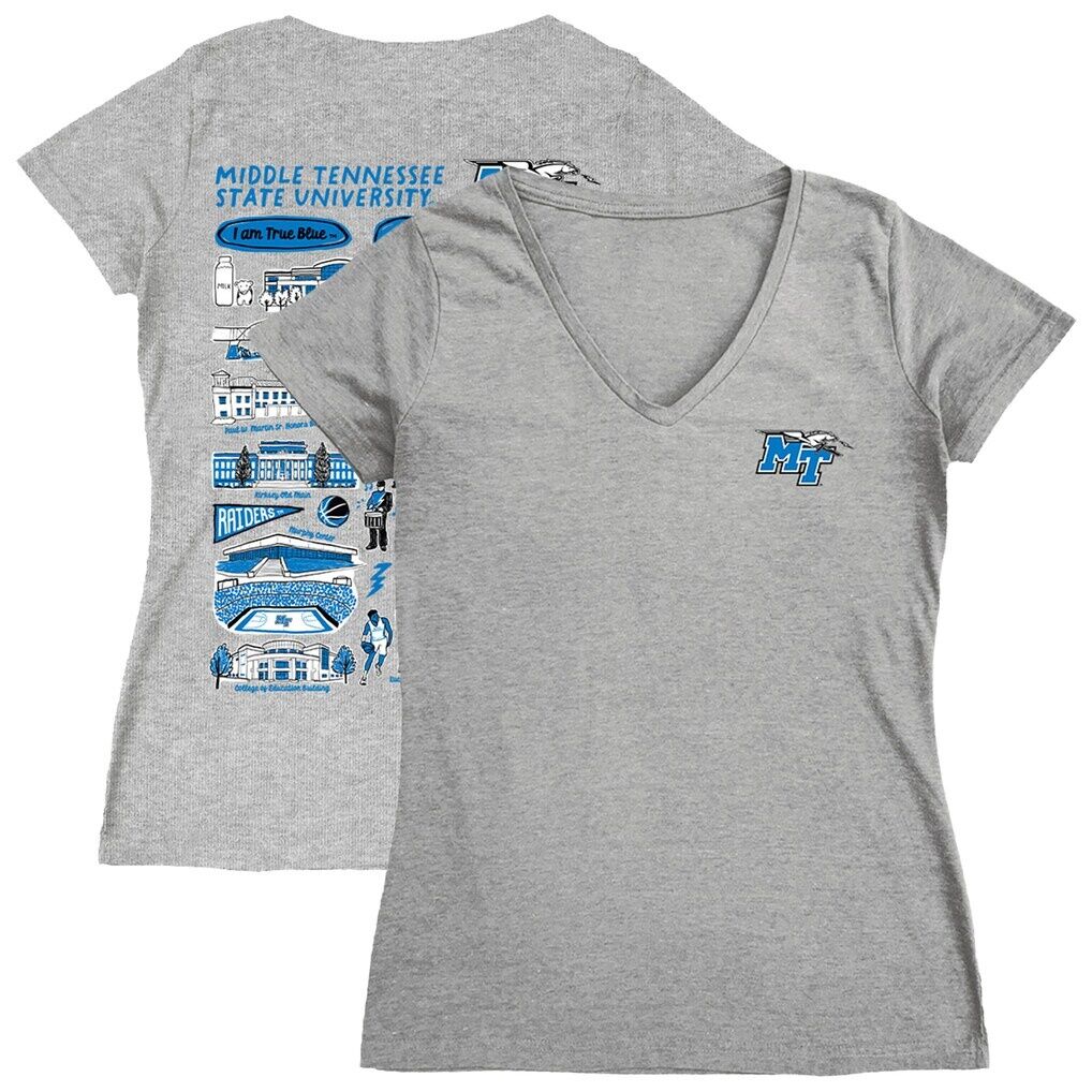 MTSU Blue Raiders Vive La Fete Women's Impressions Artwork V-Neck T-Shirt