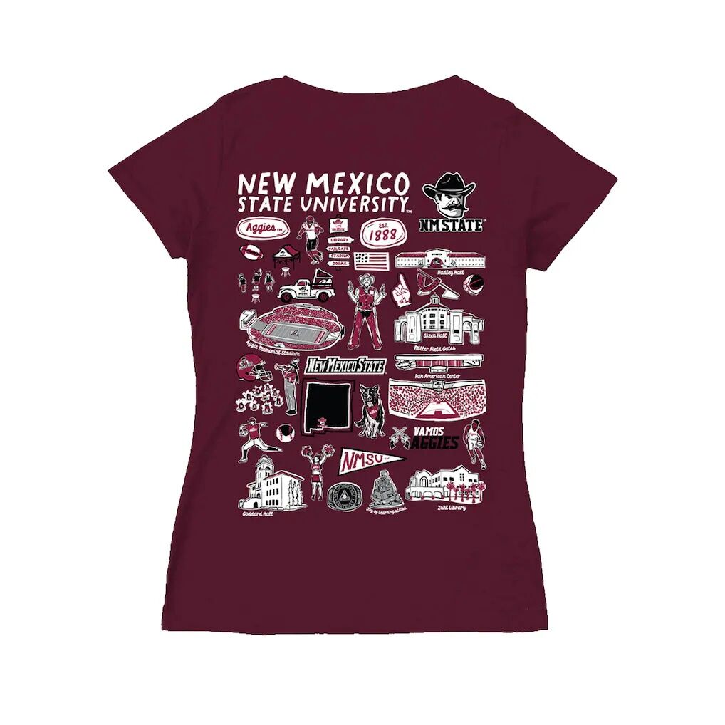 New Mexico State Aggies Vive La Fete Women's Impressions Artwork V-Neck Fitted T-Shirt