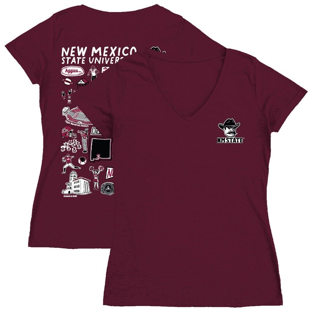 New Mexico State Aggies Vive La Fete Women's Impressions Artwork V-Neck Fitted T-Shirt