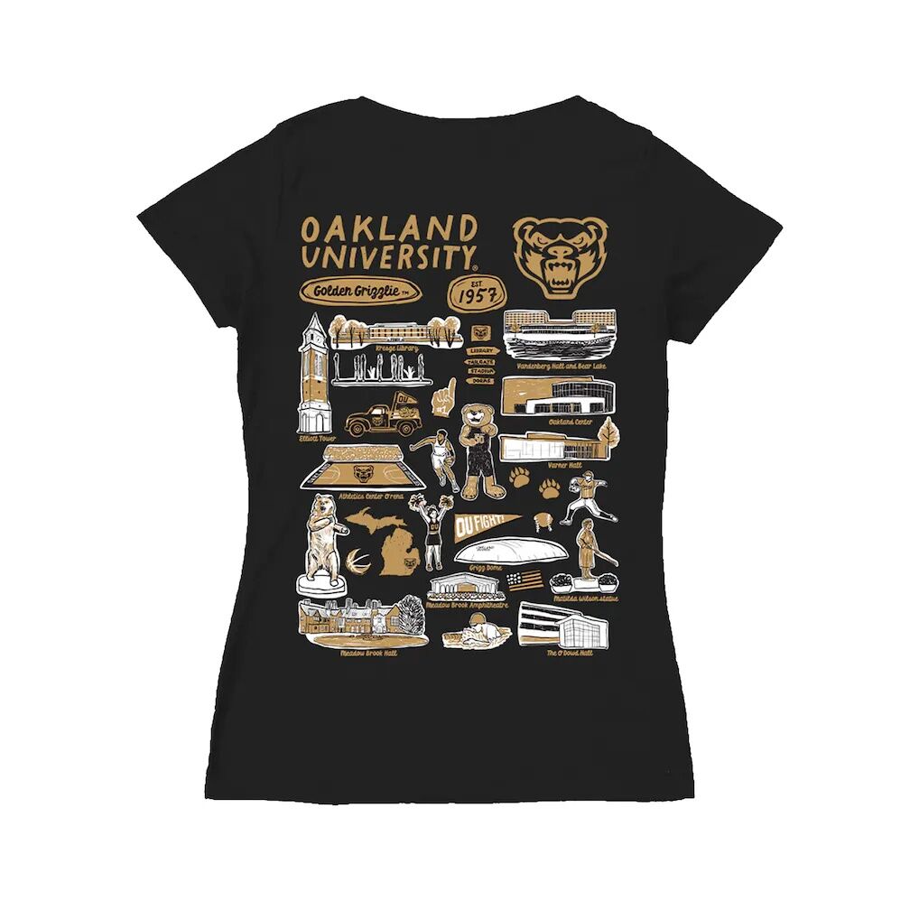 Oakland Golden Grizzlies Vive La Fete Women's Impressions Artwork V-Neck T-Shirt