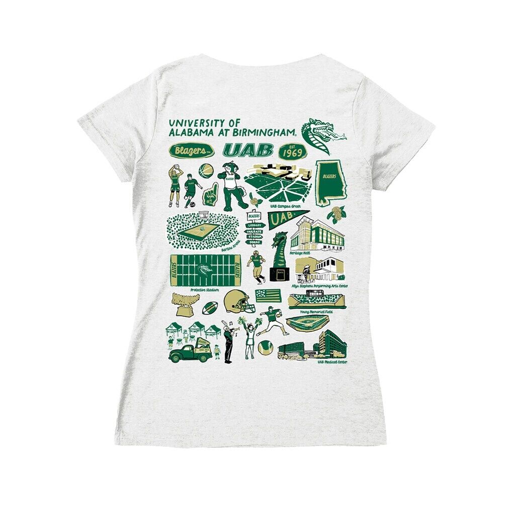 UAB Blazers Vive La Fete Women's Impressions Artwork V-Neck T-Shirt
