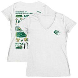 UAB Blazers Vive La Fete Women's Impressions Artwork V-Neck T-Shirt - White - Front View