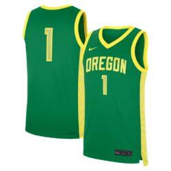 Oregon Ducks Nike #1 Road Replica Basketball Jersey - Green - Front View